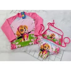 Biquini Infantil com Blusa Proteção Solar Infantil UV50 Praia e Piscina Meninas Patrulha Canina Skye