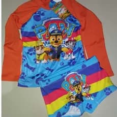 Sunga Infantil + Blusa Proteção Solar Manga Longa UV50 Praia e Piscina Patrulha Canina Laranja PP