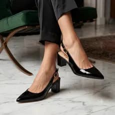 Sandália Feminina Scarpin Slingback Salto Alto Verniz Macio Leve Confortável Casual Dia Dia Promoção