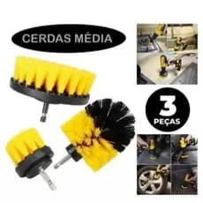 Kit 3 Escovas de Limpeza para Parafusadeira - Cerdas Resistentes para Banheiro, Cozinha e Automóveis