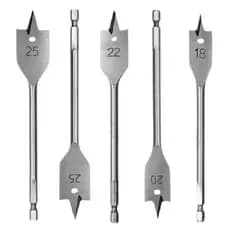 Conjunto de Brocas para Madeira 10-25mm | Broca Plana Ponta Tripla Aço Carbono