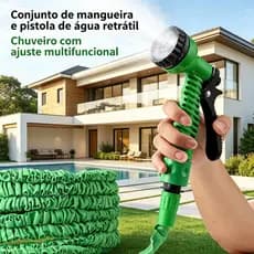 Mangueira Expansível Retrátil + Pistola de Água Alta Pressão com 7 Modos de Jato para Lavar Carro, Regar Jardim e Limpez