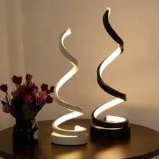 Luminaria Abajur LED Espiral Com 3 Ajustes Na Tonalidade De Luz - Cores Preto, Branco 5V