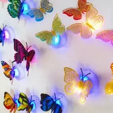 [12 und.] Luzes LED Borboleta-Noturnas Decorativas De Parede Para Festas E Eventos-Inclui Luz Noturna LED 7 Cores
