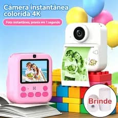 Câmera De Impressão Instantânea Infantil Digital com Jogos Tela LCD Design Divertido para Crianças