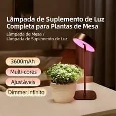 Preto Lâmpada Led Grow 50W Cultivo Indoor Fullspectrum Uv/ir Recarregável Tipo C, 3 Cores de Luz e Regulagem Infinita