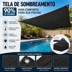 Tela de Sombreamento de 90%, Resistente aos Raios UV, com Bordas Reforçadas e Ilhós, para Piscinas