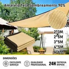 Amarelo Tela Sombreamento 90%, para Garagem e Piscina, Proteção UV e Instalação Rápida Vários tamanhos
