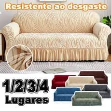 Capa De Sofá Elástica Estampada Com Saia Ajuste Elástico Tecido Catiônico Capa De Sofá (4,3,2,1 lugares)