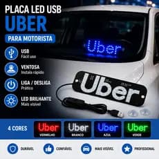 Placa LED USB Ventosa Liga/Desliga Uber Placa Para Carro Led Letreiro Motorista De Aplicativo