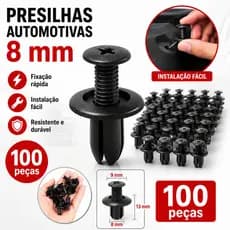 Kit 100 Pçs Fixadores Presilha Parafuso Plástico Automotivo Comprimento 8mm Clipes Fixação Diversos Modelos Veículos