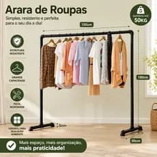 Arara Cabideiro De Roupas Para Loja E Quarto Aço Galvanizado Grosso Resistente 100kg Varal De Chão Organizador
