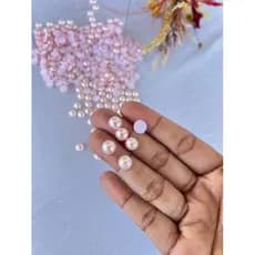 Meia Pérola 8mm Rosa Bebê Base reta para colagem 100uni.