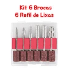 Kit 6 Brocas + 6 Refil de Lixas Para Lixa Elétrica