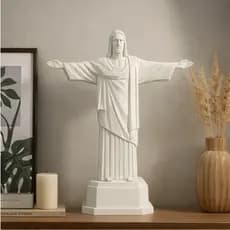 Estátua Cristo Redentor Branco Minimalista Decorativo | Escultura Moderna