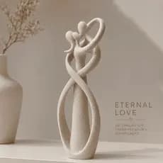 Escultura Casal Estilo Arenito | Decoração Moderna para Sala de Estar, Escritório, Quarto e Estante