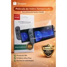 Película de Vidro Temperado para Nintendo Switch 9H OLED Resistente