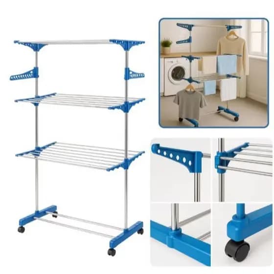 Varal Torre SmartSpace Pro 3 Andares Dobrável com Cabideiro Reforçado – Compacto e Resistente