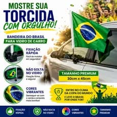 Bandeira do Brasil para Vidro de Carro – Torcida Copa do Mundo - Premium
