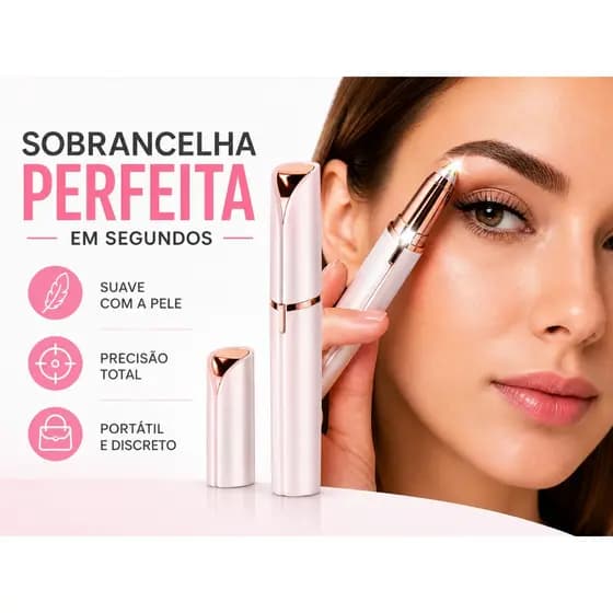 KIT Depiladora Caneta Aparadora De Sobrancelha Rosto Portátil Elétrico Recarregável USB