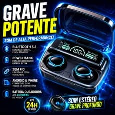 Fone Bluetooth M10 TWS Sem Fio Display Digital | Som Estéreo Grave Potente | Android e iPhone | Estojo Power Bank