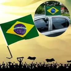 Bandeira Bandeirinha Brasil Suporte Haste Janela Carro