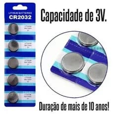 💢Kit 5 Baterias CR2032 3V Lítio Tipo Botão - Energia Confiável para Relógios e Alarmes - Alta Performance
