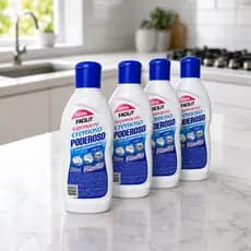 Kit 4 Saponáceo Cremoso Facilit Fuzetto 200ml Remove Gordura Mancha Limpeza Pia Fogão Azulejo