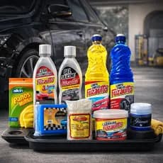 Kit Limpeza Estética Automotiva Completo e econômico com 9 itens Cera, Lava Autos, Limpa Pneus e Acessórios