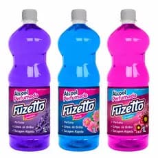 Kit 3 Álcool Perfumado Fuzetto 1L Perfuma Limpa e Dá Brilho