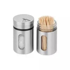 kit 2 / 4 Saleiro, paliteiro, porta condimento, pimenteiro aço e vidro atacado e Revenda para cozinha restaurante benefí