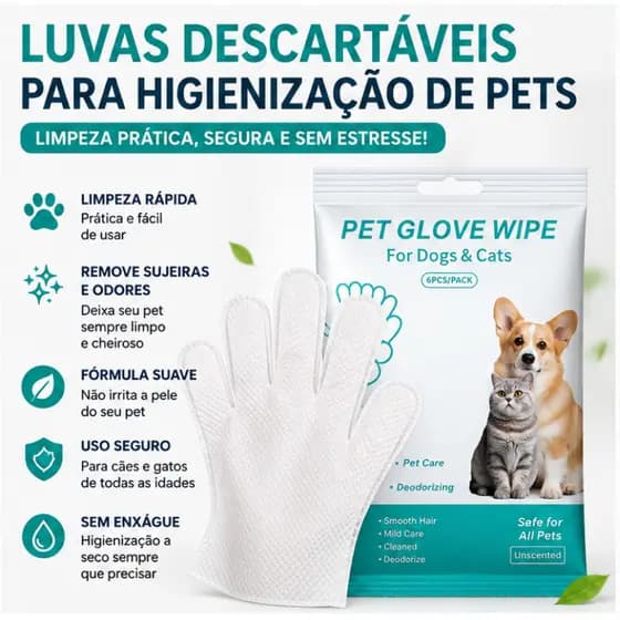 Luvas Descartáveis Para Higienização De Pets