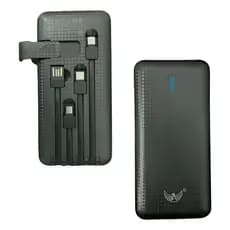 Carregador Portátil Power Bank Turbo 10000mAh 4 Saídas Micro-Usb Tipo C Compatível Com Iphone e Android Preto
