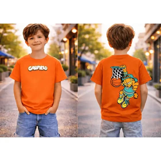 CAMISETA INFANTIL 100% ALGODÃO, DESENHO GARFILD, CAMISA PREMIUM