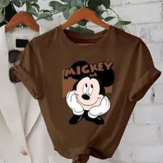 Camisa Feminina 100 % Algodão Estampada Mickey Mouse Envio Rapido