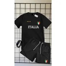 Conjunto Kit camiseta verão 100% algodão 30,1 bermuda leve para caminhada e academia ESTAMPA ITALIA + RELOGIO DIGITAL
