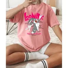 Camisa T- Shirt Feminina Loonatic Pernalonga Oversized  Academia Blusão Fitness Moda Gym