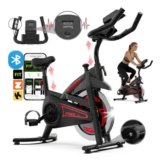 Bicicleta Ergométrica Spinning Profissional Inércia 13kg + Bluetooth App 2m Capacidade De Peso 150 Kg Vermelho