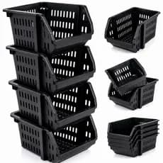 Kit 5/15 Cesto Caixa Bin Empilhável Organizadora Plástica Resistente Multiuso
