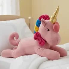 Pelucia Unicórnio Travesseiro Almofada Rosa Brinquedo Presente Infantil Menina Decoraçao Quarto