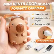 Mini Ventilador Portatil USB Capivara Recarregável Potente Silencioso Pratico Lash Designer