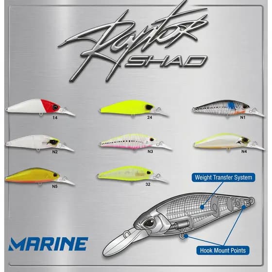 Isca Artificial Marine Sports Raptor Shad 70 Original 7cm 8g • Tucunaré • Traíra • Dourado