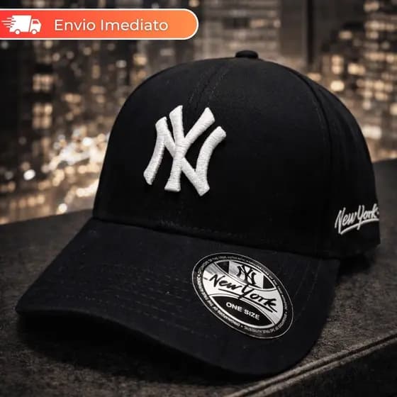 Boné New York NY Bordado Aba Curva Ajustável Unissex Masculino Feminino Estilo Baseball Premium Regulagem Fitão Casual
