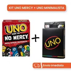 Kit Jogo de Cartas UNO No Mercy 168 Cartas + Jogo de Cartas UNO Minimalista Preto Edição Especial Premium