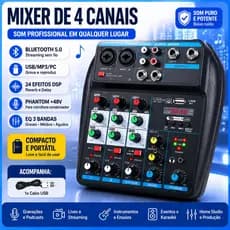 4 Canais Mesa De Som NA4 Console De Mixagem Profissional 24DSP Bluetooth Entrada USB/PC Para Karaokê Bivolt