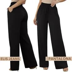 Calça Pantalona Feminina Cintura Alta  Com Bolso Tecido Duna Para todos os estilos Festa Casamento Balada Reunião