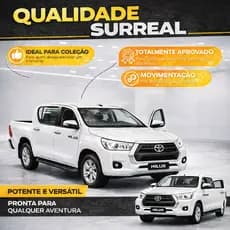 Miniatura De Ferro Toyota Hilux 2021 para Colecionadores 12cm - Preto, Branco, Azul e Prata