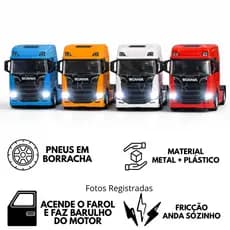 Miniatura Caminhão Scania 1/42 Trucado Metal Som Luz Fricção 4 Cores Colecionável