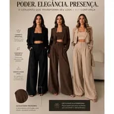 Calça Alfaiataria Feminina Com Bolso Tecido Encorpado Premium