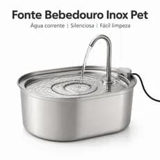 Fonte Bebedouro Inox para Gatos e Cães Água Corrente Silenciosa Pet Higiênica Fácil Limpeza Design Moderno